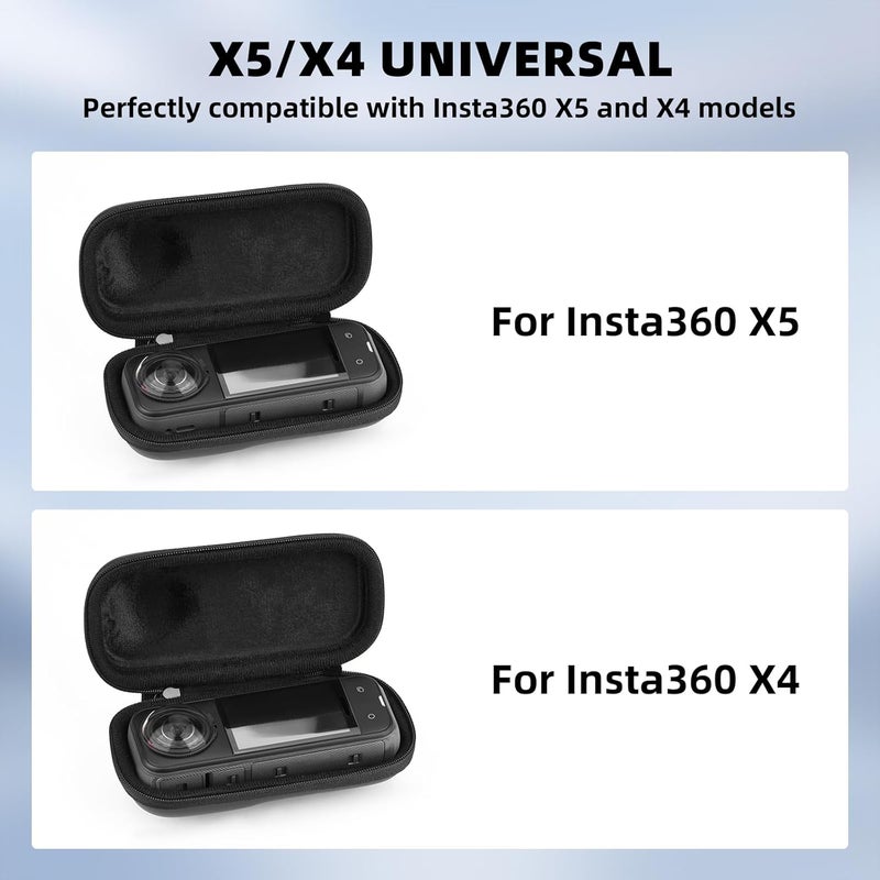 BRDRC Insta 360 X5 Case Bag + Silicone Lens Cap + 2 Pack Screen Protector Accessories Kit Carrying Case with Wrist Strap and Carabiner for Insta360 X5 X4 Protective Bundle - Image 2